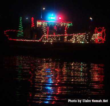 Kemah Fire Boat in the 48th Annual Christmas Boat Lane Parade Picture taken in front of Landry's on the Kemah Boardwalk by Claire Worthington of Kemah.Net Kemah Texas 77565 Dec, 12 2009